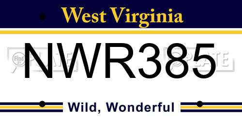 NWR385 West Virginia License Plate