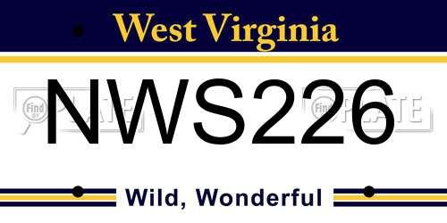 NWS226 West Virginia License Plate