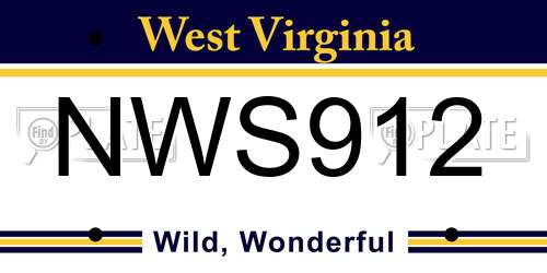 NWS912 West Virginia License Plate