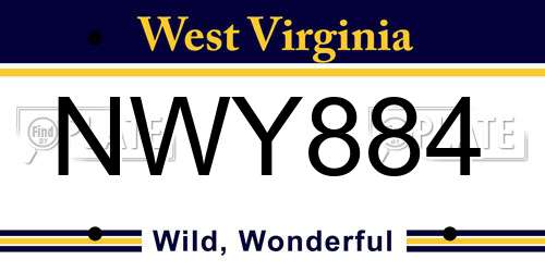 NWY884 West Virginia License Plate