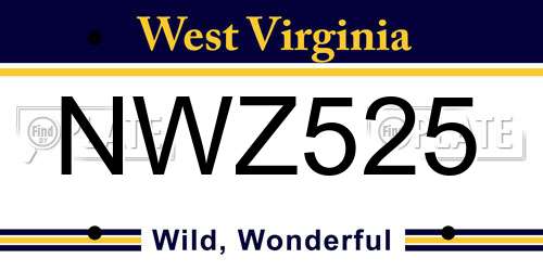 NWZ525 West Virginia License Plate