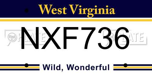 NXF736 West Virginia License Plate