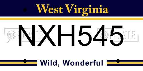 NXH545 West Virginia License Plate