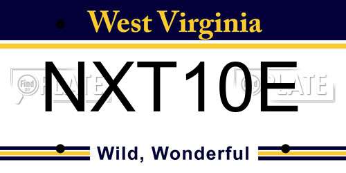 NXT10E West Virginia License Plate