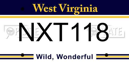 NXT118 West Virginia License Plate