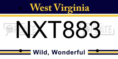 NXT883 West Virginia License Plate