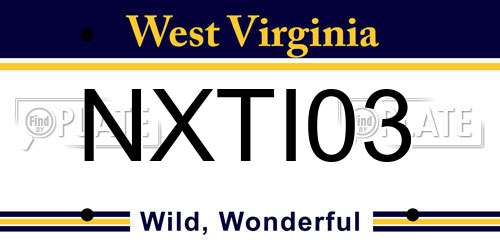 NXTI03 West Virginia License Plate