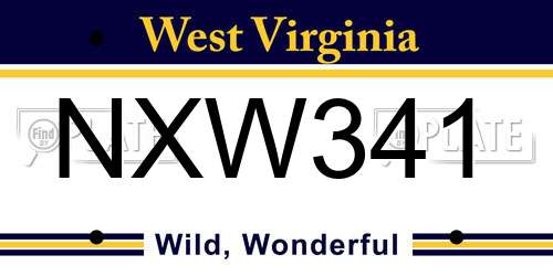 NXW341 West Virginia License Plate