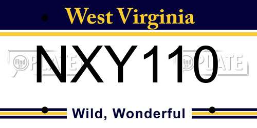 NXY110 West Virginia License Plate