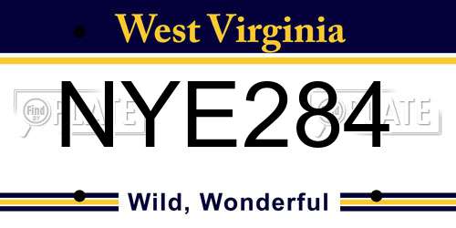 NYE284 West Virginia License Plate