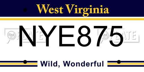 NYE875 West Virginia License Plate