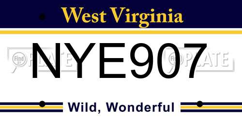 NYE907 West Virginia License Plate