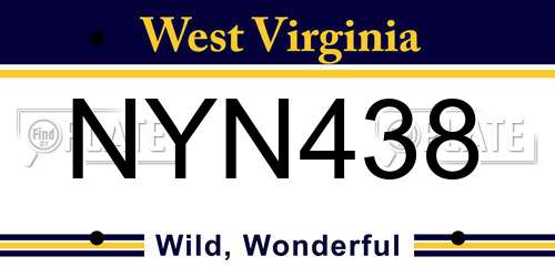 NYN438 West Virginia License Plate