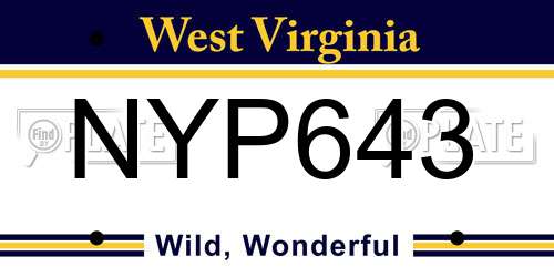 NYP643 West Virginia License Plate