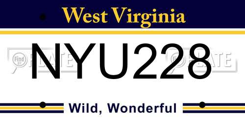 NYU228 West Virginia License Plate