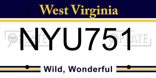 NYU751 West Virginia License Plate