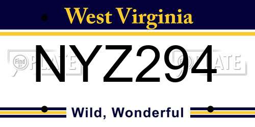 NYZ294 West Virginia License Plate