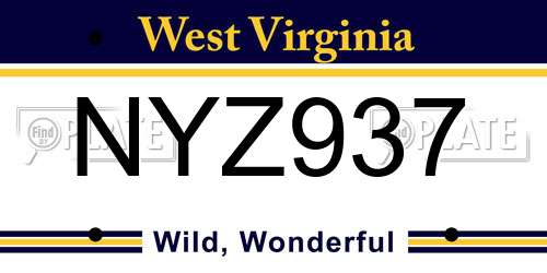 NYZ937 West Virginia License Plate