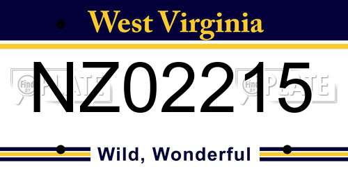 NZ02215 West Virginia License Plate