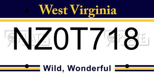 NZ0T718 West Virginia License Plate