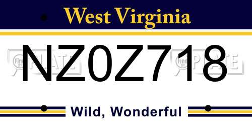 NZ0Z718 West Virginia License Plate