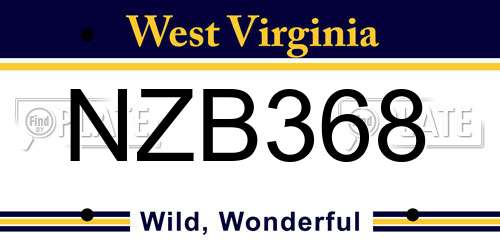 NZB368 West Virginia License Plate