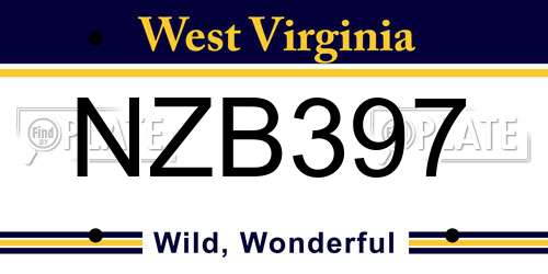 NZB397 West Virginia License Plate