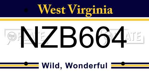 NZB664 West Virginia License Plate
