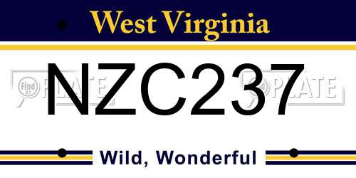 NZC237 West Virginia License Plate