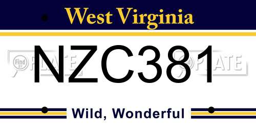 NZC381 West Virginia License Plate
