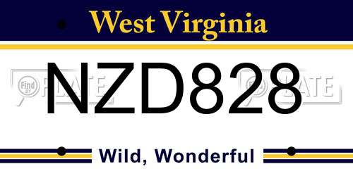 NZD828 West Virginia License Plate