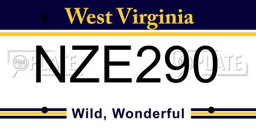 NZE290 West Virginia License Plate