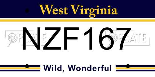 NZF167 West Virginia License Plate