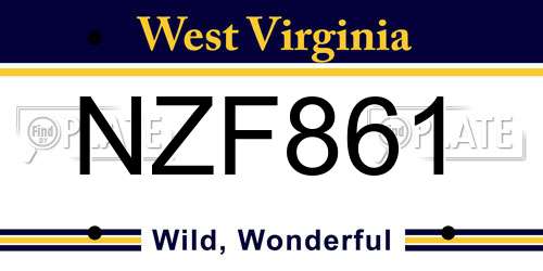 NZF861 West Virginia License Plate
