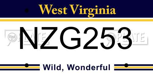 NZG253 West Virginia License Plate