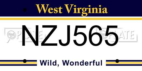 NZJ565 West Virginia License Plate