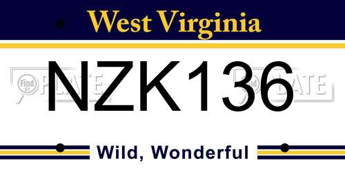 NZK136 West Virginia License Plate