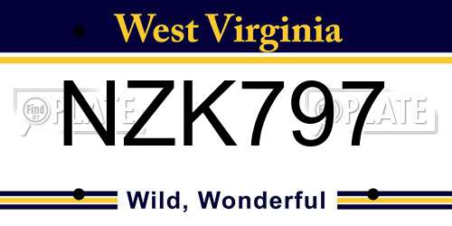 NZK797 West Virginia License Plate