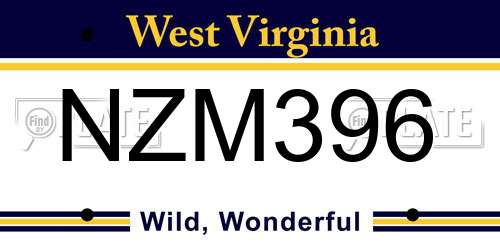 NZM396 West Virginia License Plate