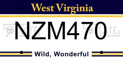 NZM470 West Virginia License Plate