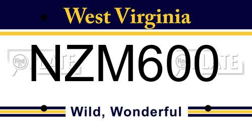 NZM600 West Virginia License Plate