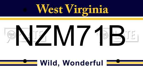 NZM71B West Virginia License Plate
