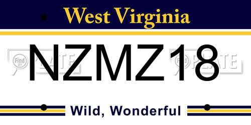 NZMZ18 West Virginia License Plate