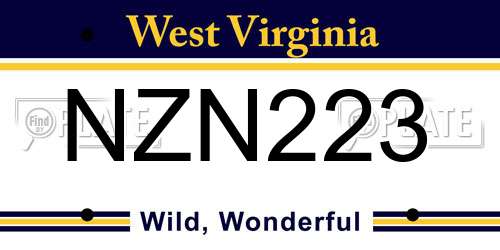 NZN223 West Virginia License Plate