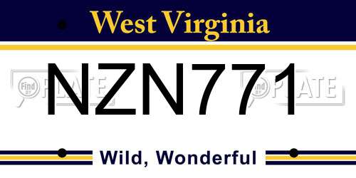 NZN771 West Virginia License Plate