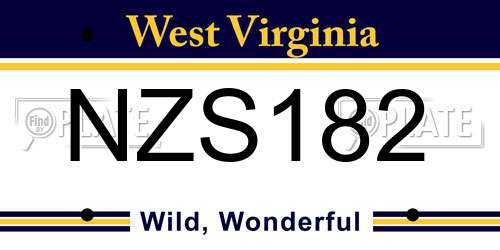 NZS182 West Virginia License Plate