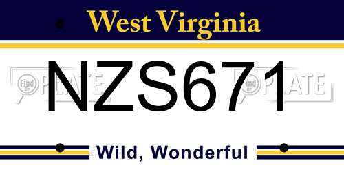 NZS671 West Virginia License Plate