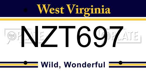 NZT697 West Virginia License Plate
