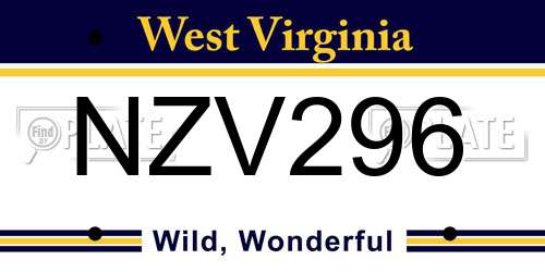 NZV296 West Virginia License Plate