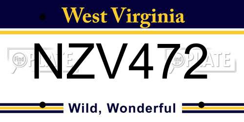 NZV472 West Virginia License Plate